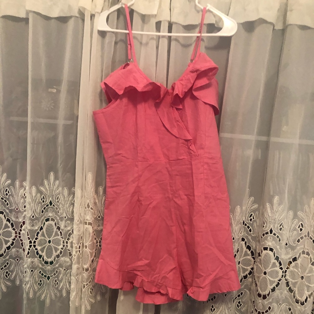 Hot pink cold shoulder romper